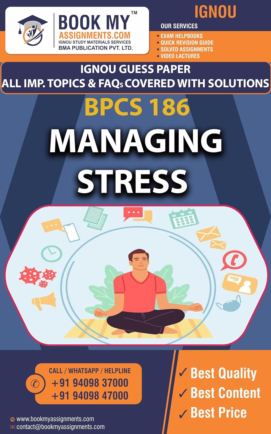 IGNOU BPCS 186 Managing Stress Exam Preparation Book For ignou Student Latest Edition (GUESS PAPER)